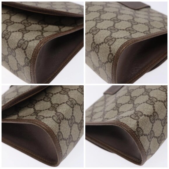 GUCCI GG Supreme Web Sherry Line Bag PVC Beige Gold - Picture 16 of 16